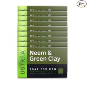 Ustraa Neem & Green Clay Soap For Men - 100 gm - Pack of 8